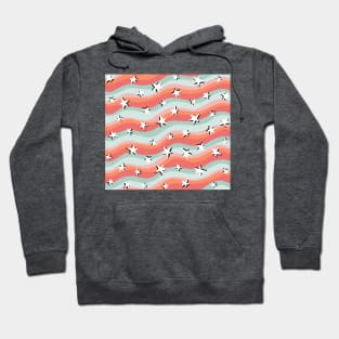 Stars and Stripes Teal and Orange Fun Colourful Pattern Hoodie